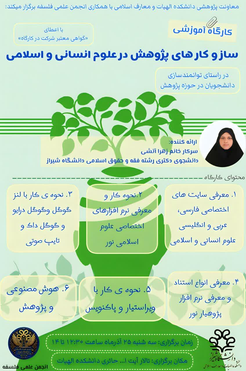 «کارگاه آموزشی سازوکارهای پژوهش در علوم انسانی و اسلامی ، در راستای توانمندسازی دانشجویان در حوزه پژوهش»